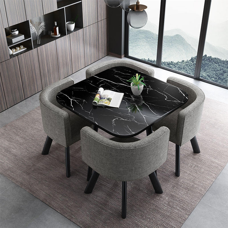 Vigevano Black Ceramic Top Stowaway Dining Set 
