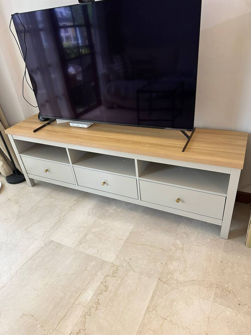 TV console, real living room