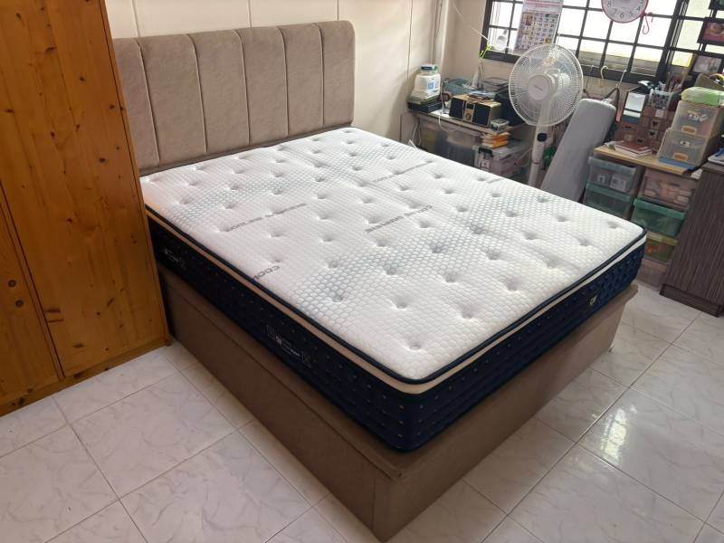 Bed and mattress, real bedroom