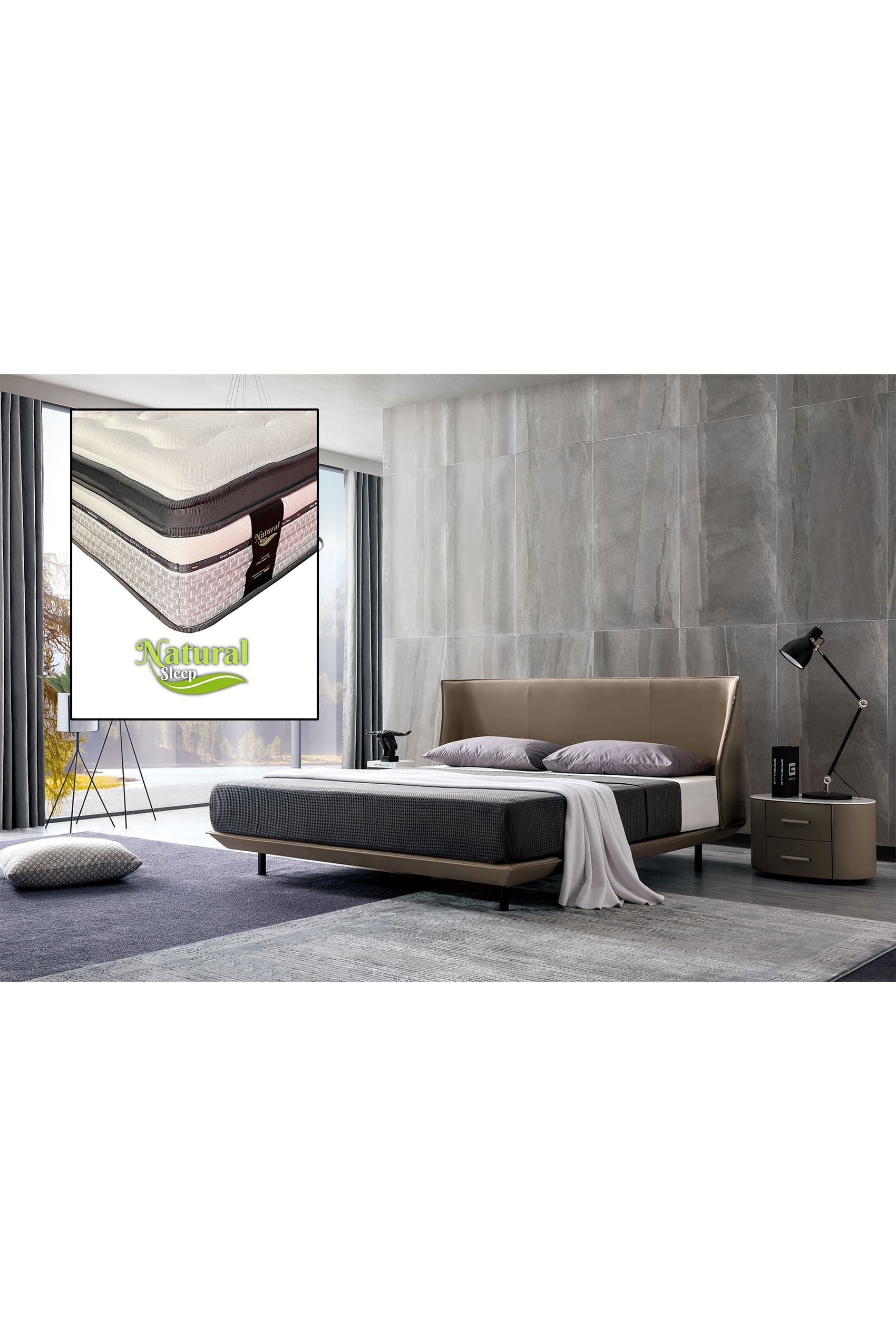 Zolano Designer Bed Frame + Natural Sleep Arctic