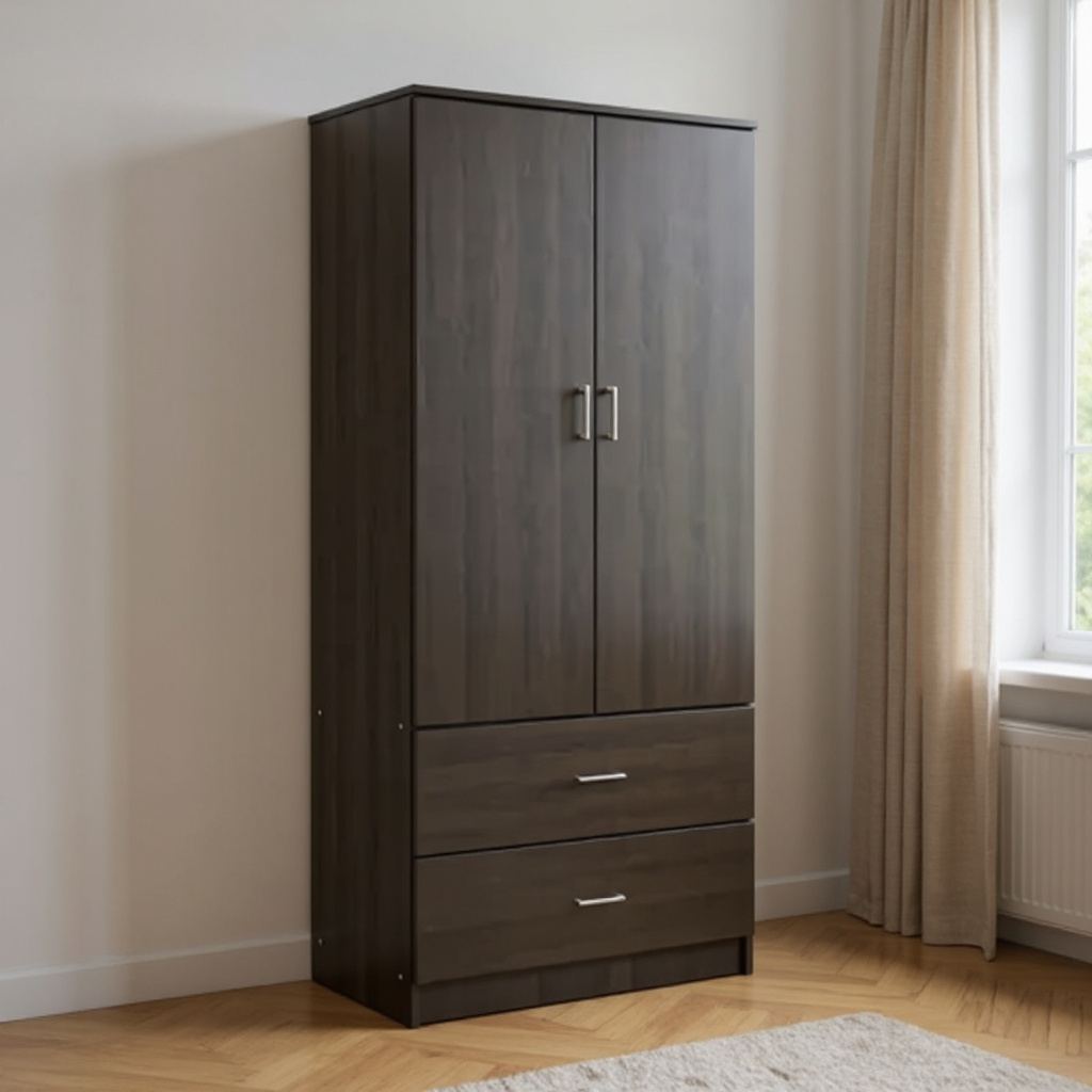 Jacob Walnut 2 Door 2 Drawer Wardrobe