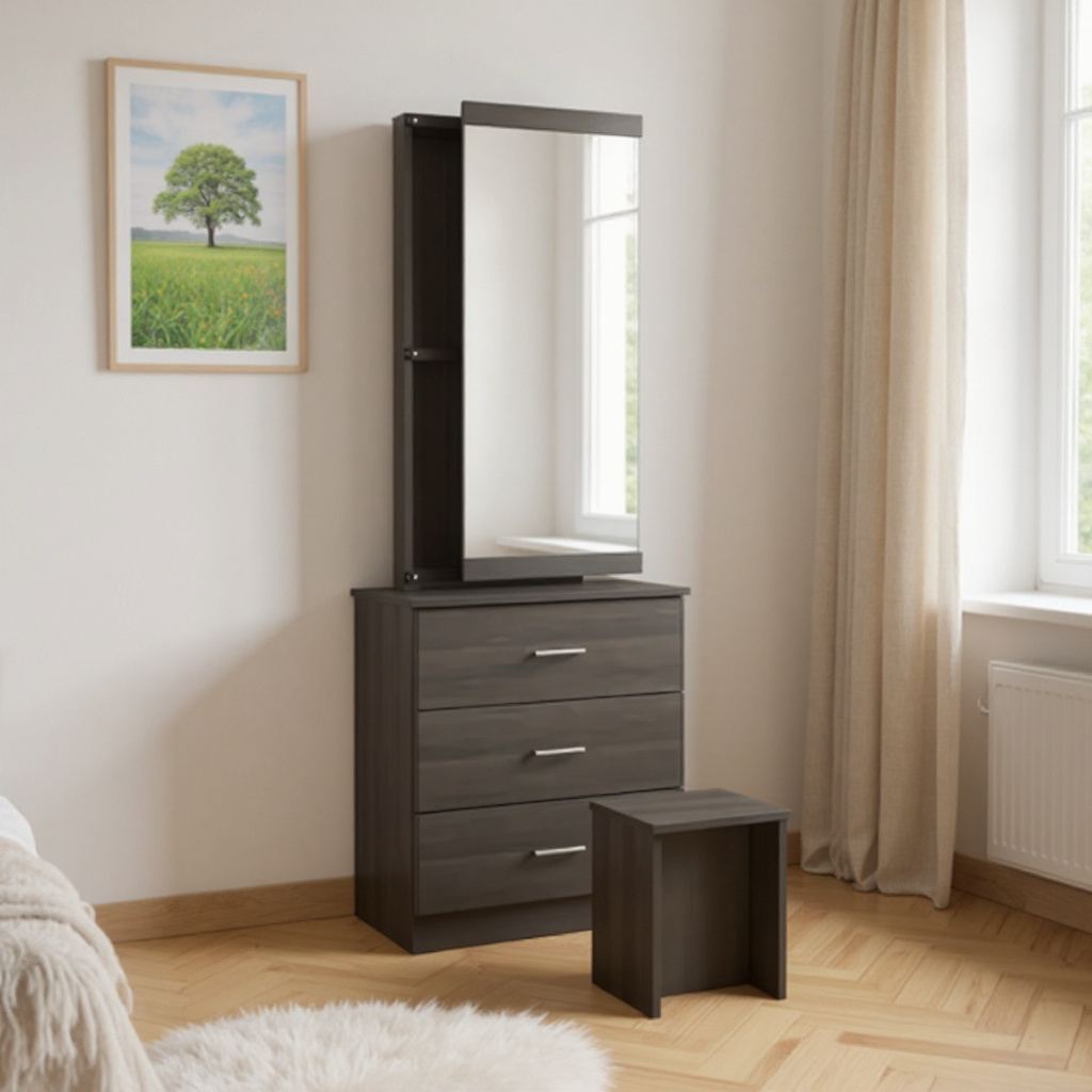 Jacob Walnut 3 Drawer Dressing Table