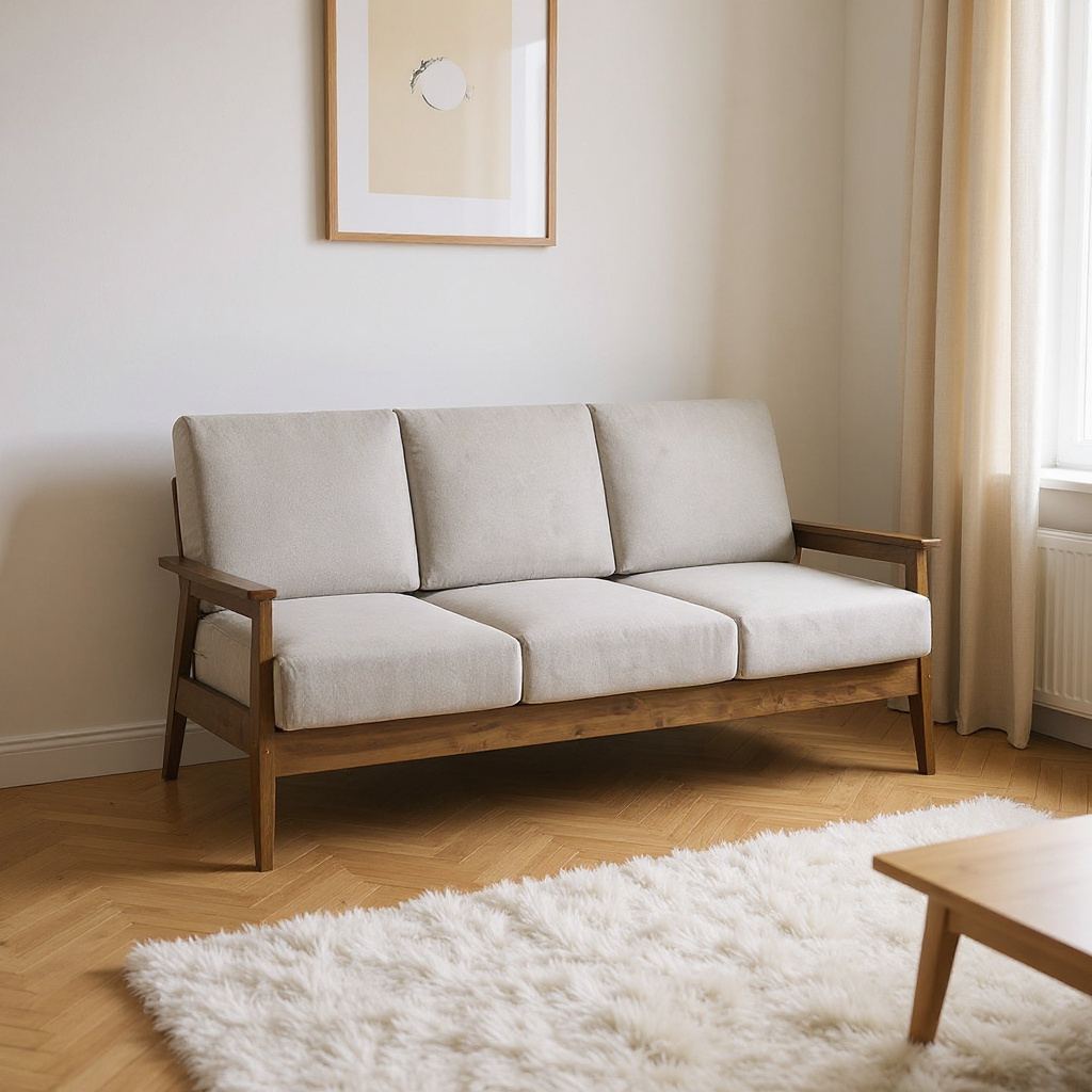 Orsaia Walnut 3 Seater Sofa