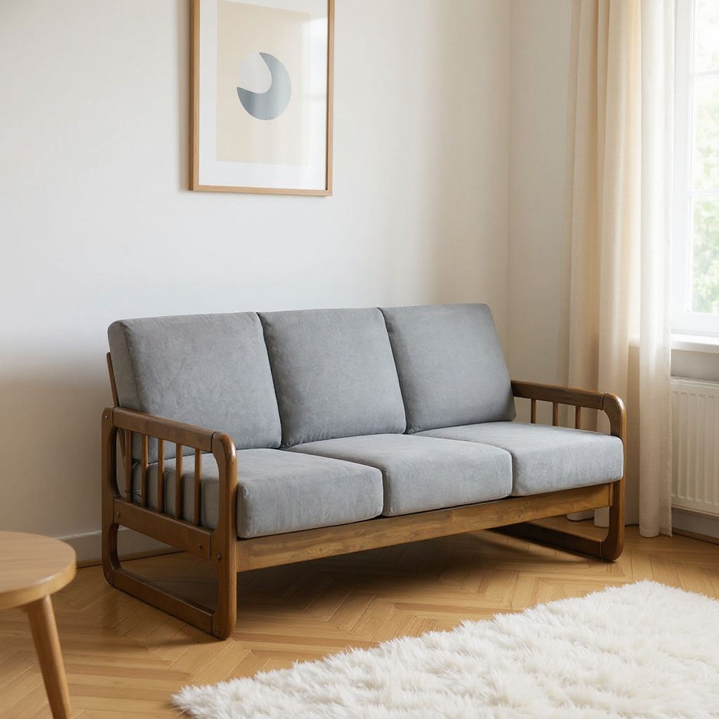 Verzate Walnut 3 Seater Sofa