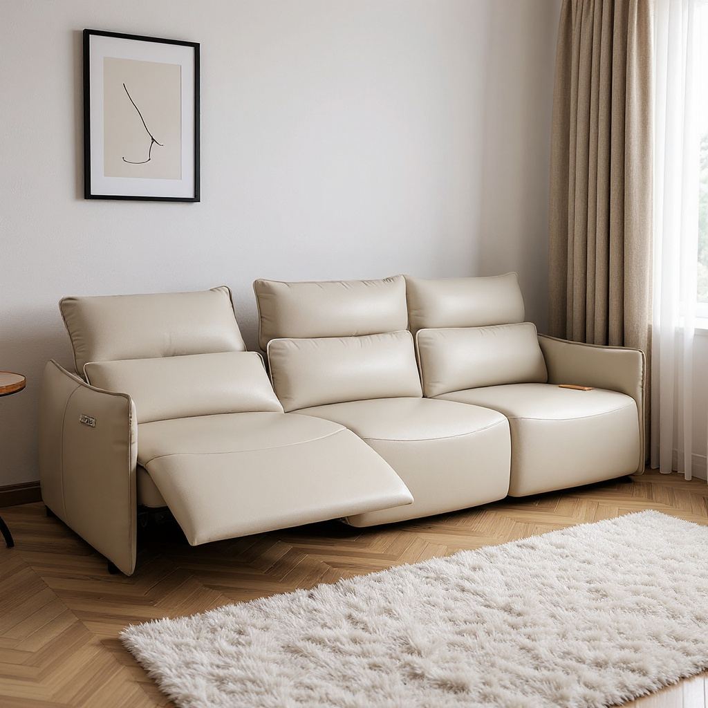 Fardella Leather Electric Recliner Sofa