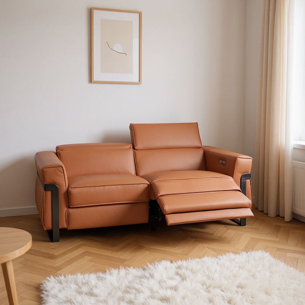 Cameri Leather Sofa with Dual Recliner
