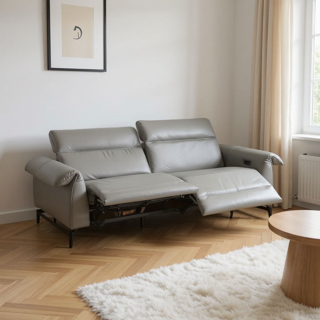 Loceri Leather Sofa with Dual Recliner