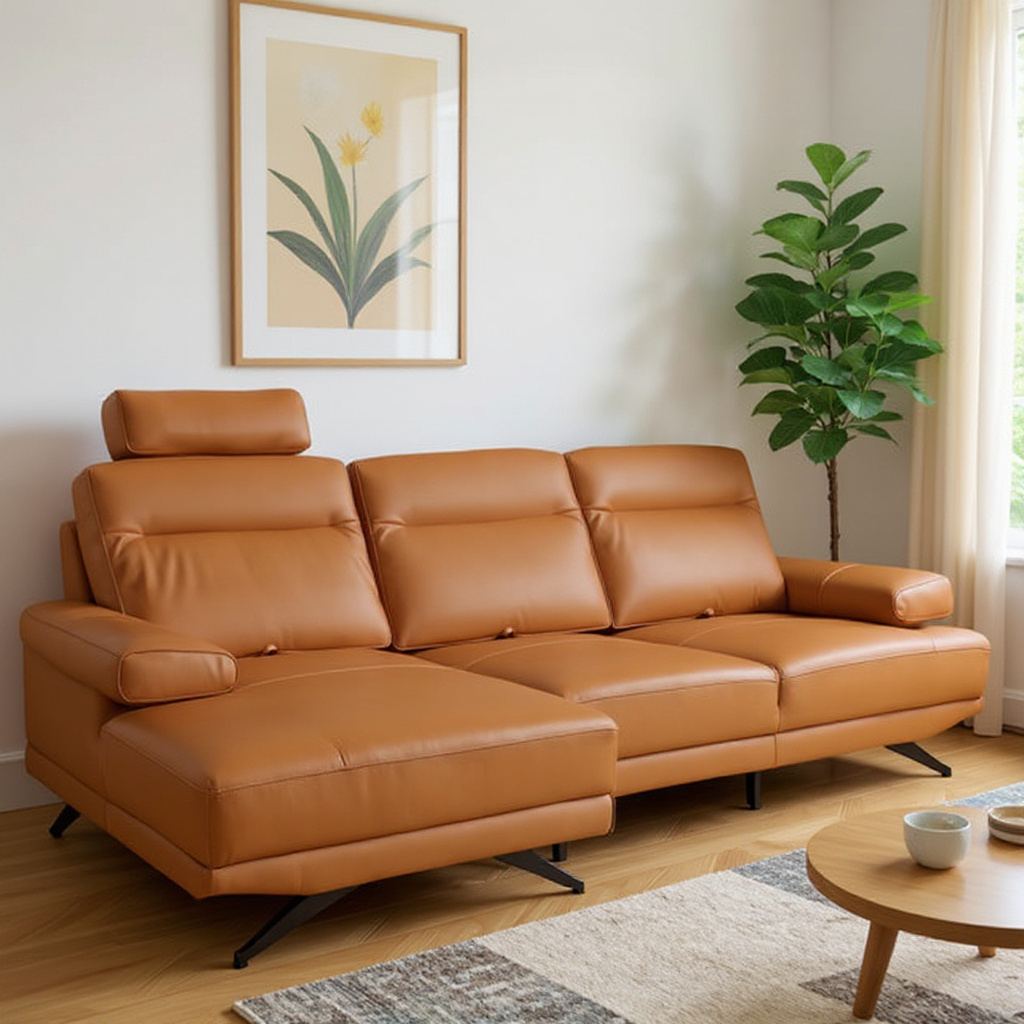 Isnello High Tech Fabric L-Shape with Adjustable Backrest Sofa