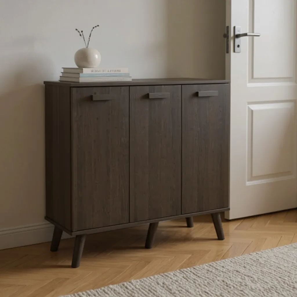 Jacob Walnut 3 Door Shoe Cabinet