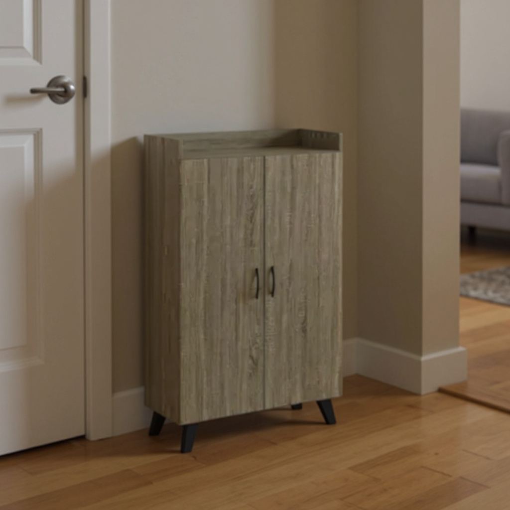 2 Door Oak Shoe Cabinet