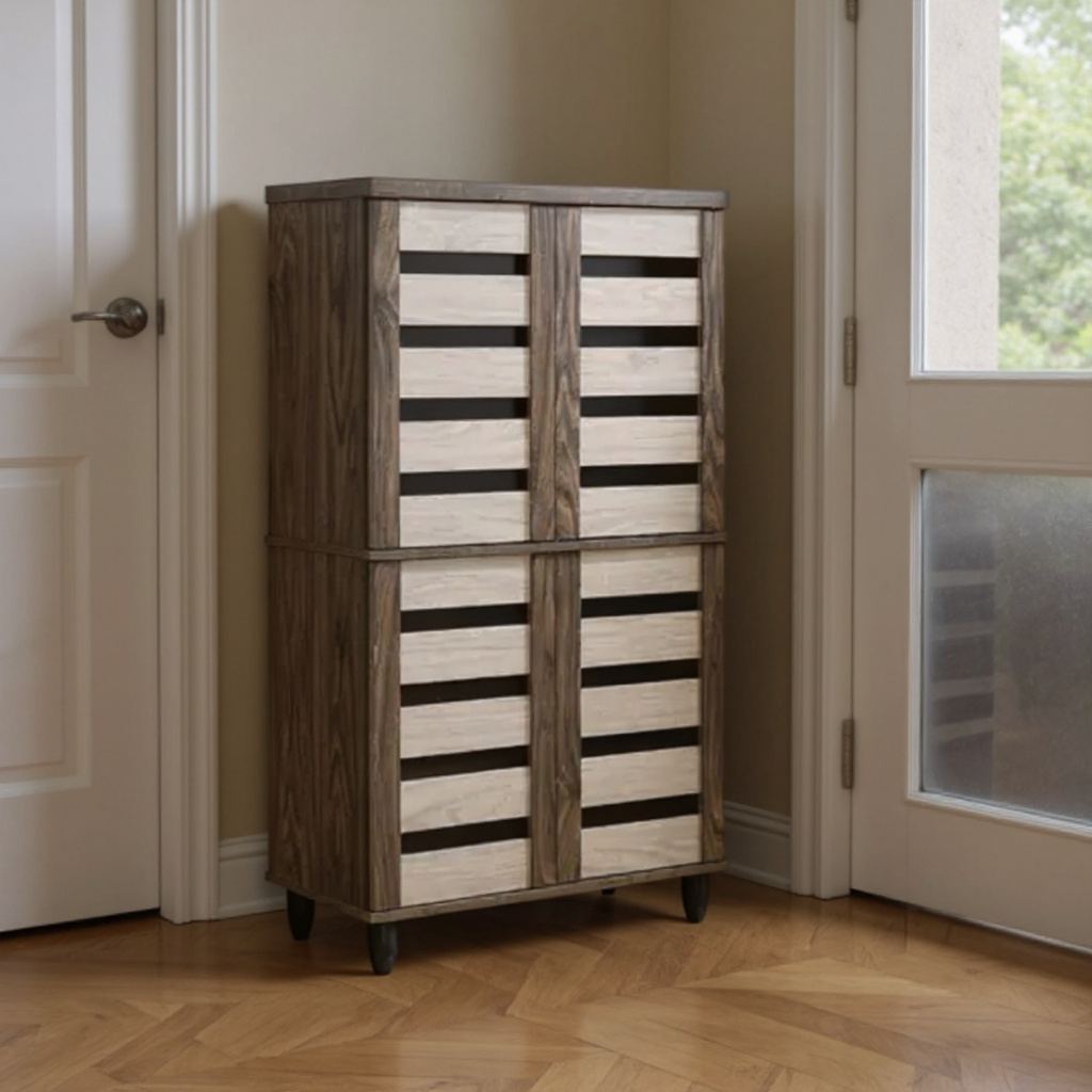 Jim Double Deck 4 Door Shoe Cabinet