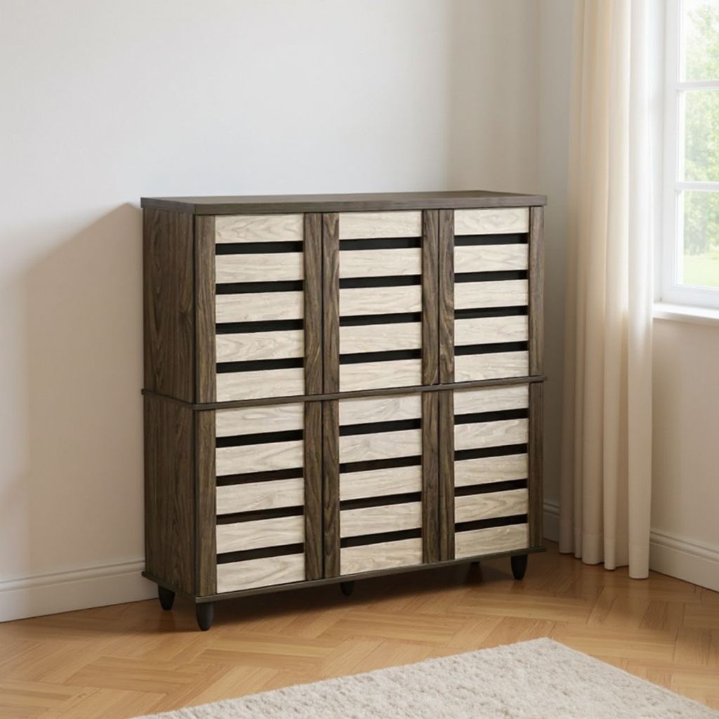 Jim Double Deck 6 Door Shoe Cabinet