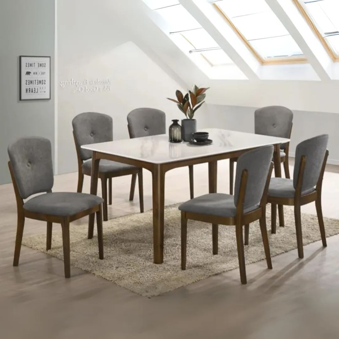 Ibusuki 1.5m Dining Table + 6 Hokota Dining Chairs