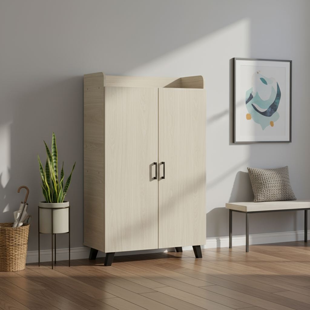 Jim 6 Shelves Shoe Cabinet (White Ash)