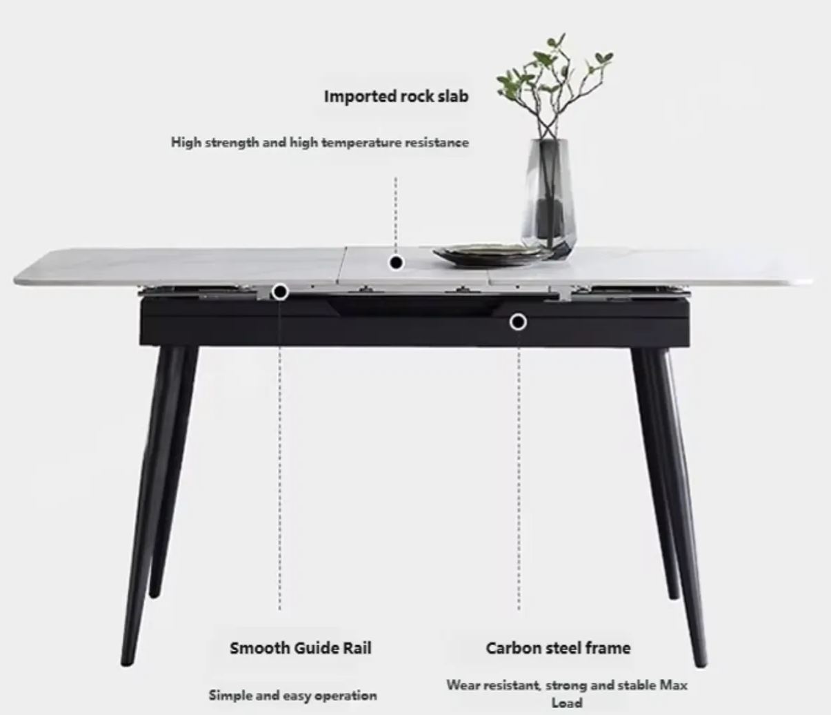 Modern Space Saving Extendable Dining Table (1.2M Extendable To 1.5M Rectangular )