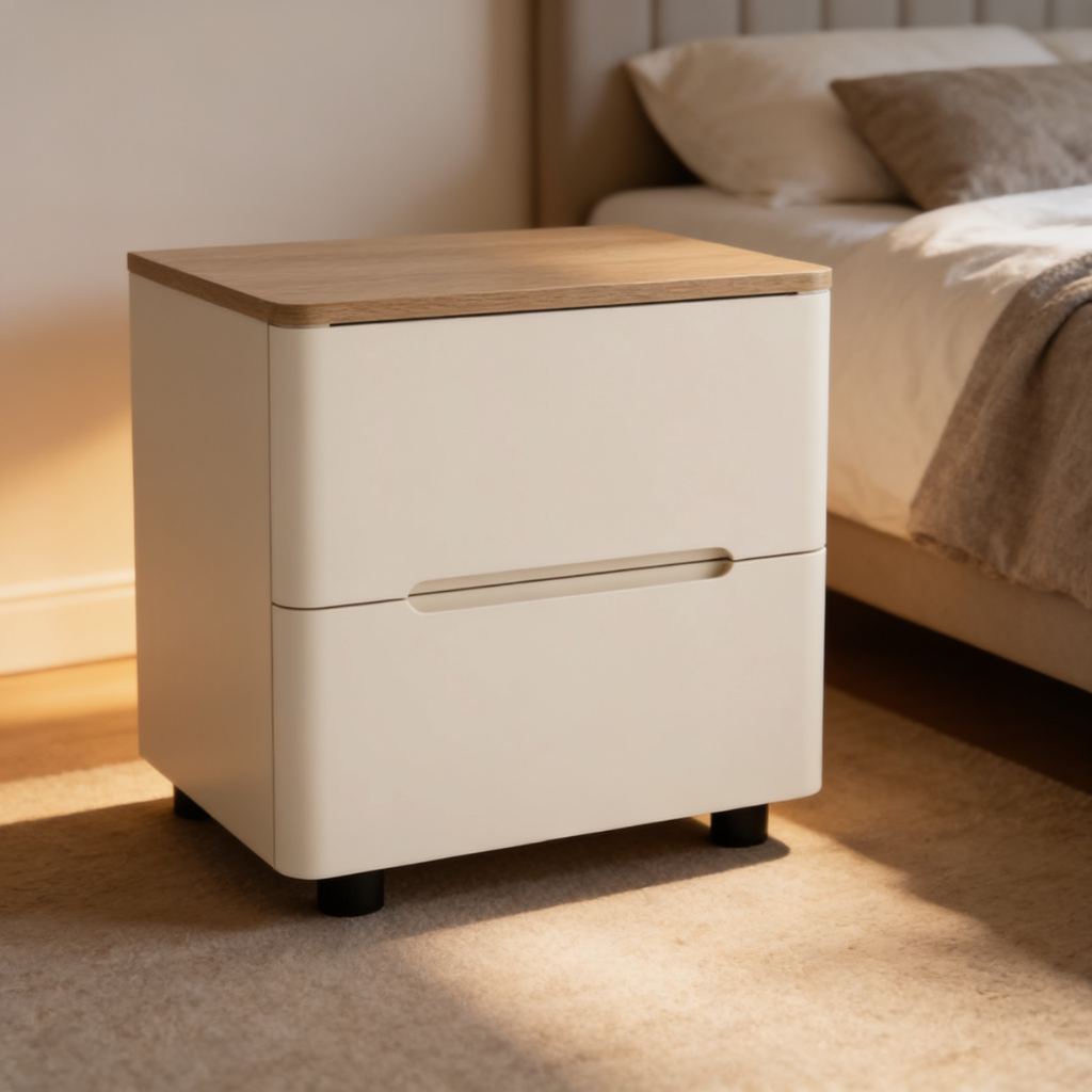 Aspen Aspen Modern Cream 2 Drawer Bedside Table