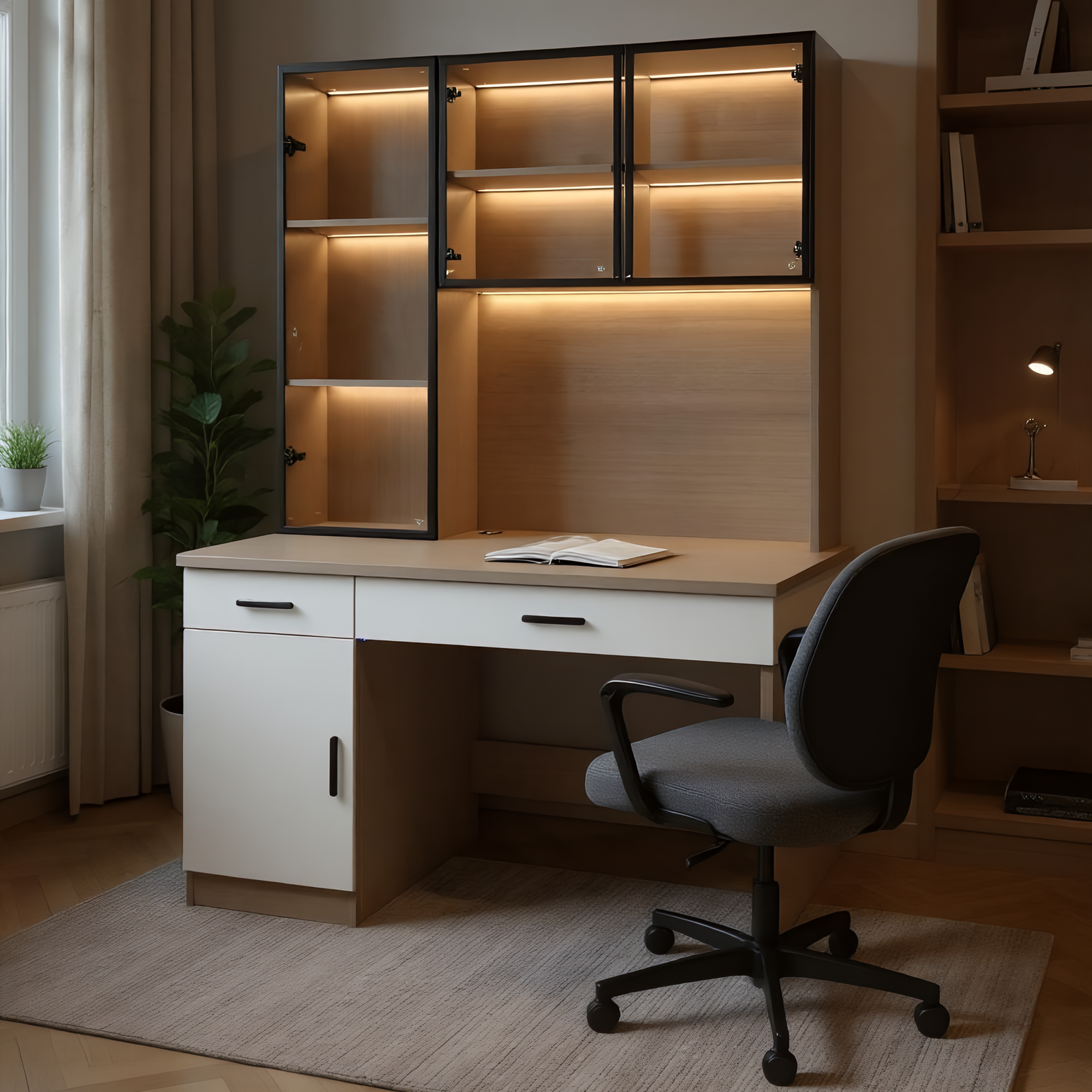 Study Table 38 Inches Nora Study Table With Bookshelf - Thefurniture.com.sg
