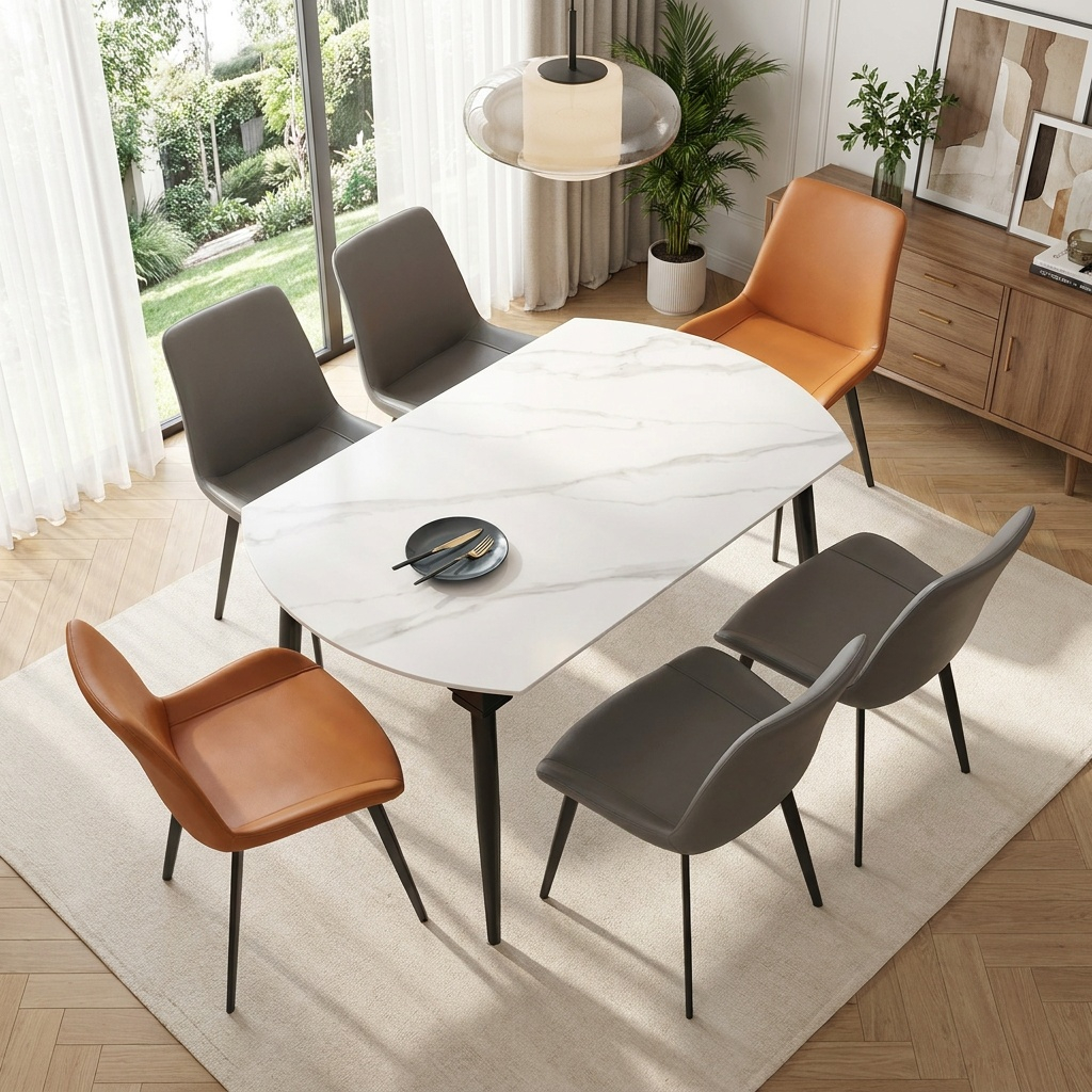 Modern Space Saving Extendable Dining Table (1.3x0.8M Extendable To 1.3M Round )
