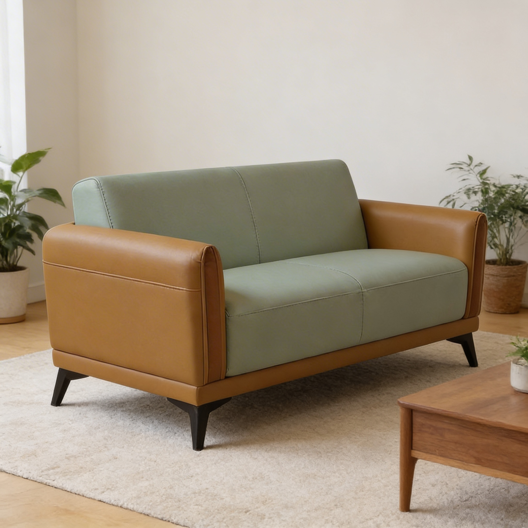 Pagno Leather Two Tone Sofa