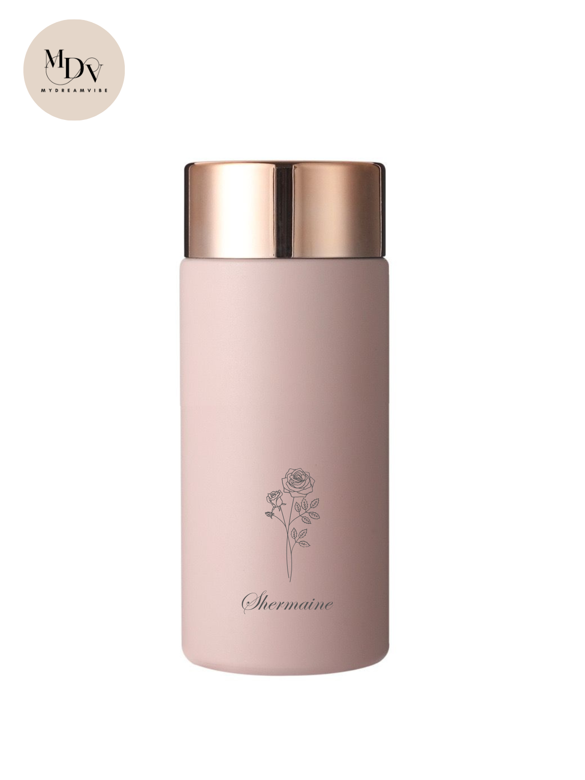 200ml Double Wall Stainless Steel Engraved Flask with Strainer  - PINK
