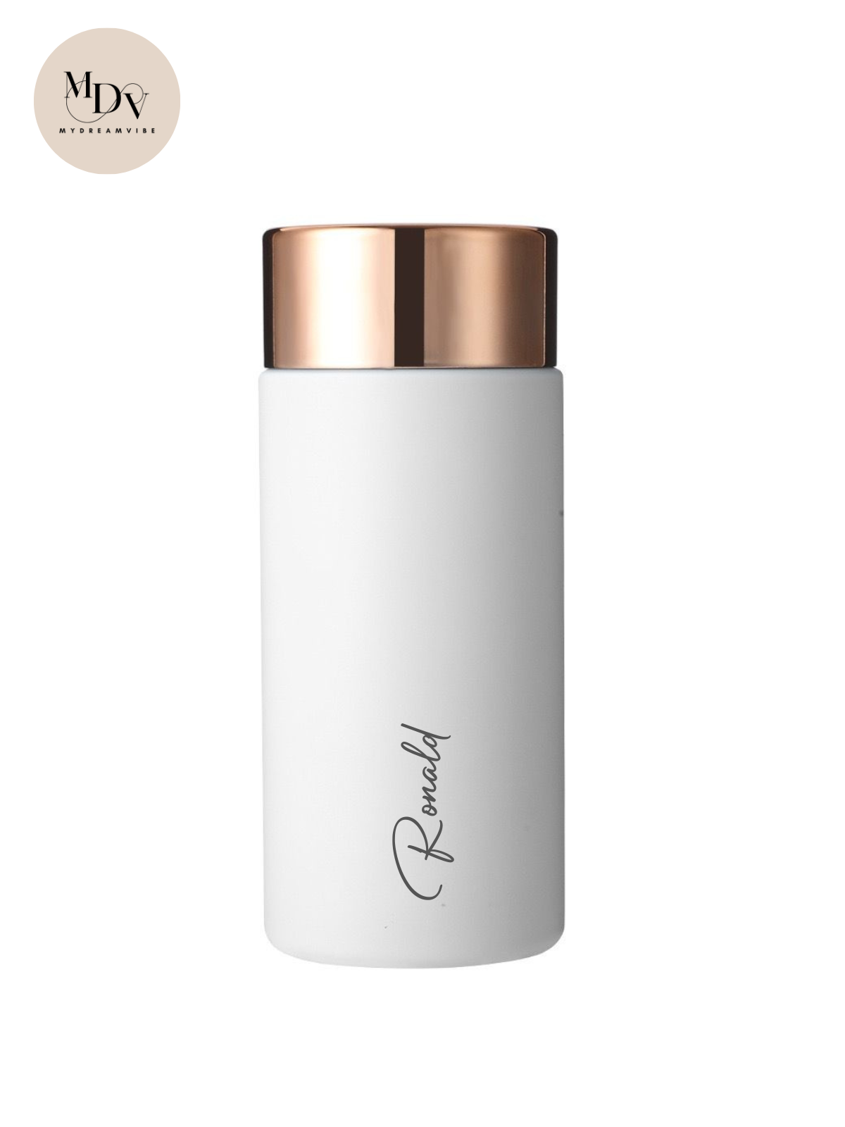 200ml Double Wall Stainless Steel Engraved Flask with Strainer  - WHITE