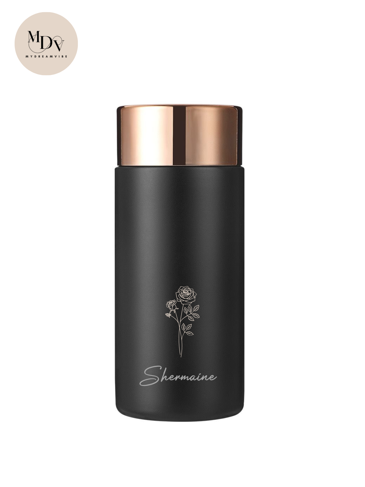 200ml Double Wall Stainless Steel Flask with Strainer  - BLACK