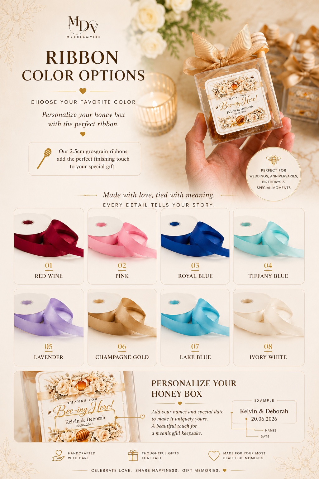 Personalised Honey Jar Wedding Favours – Sweet Keepsake Gift (Min. 20 QTY) - Whatsapp to discuss