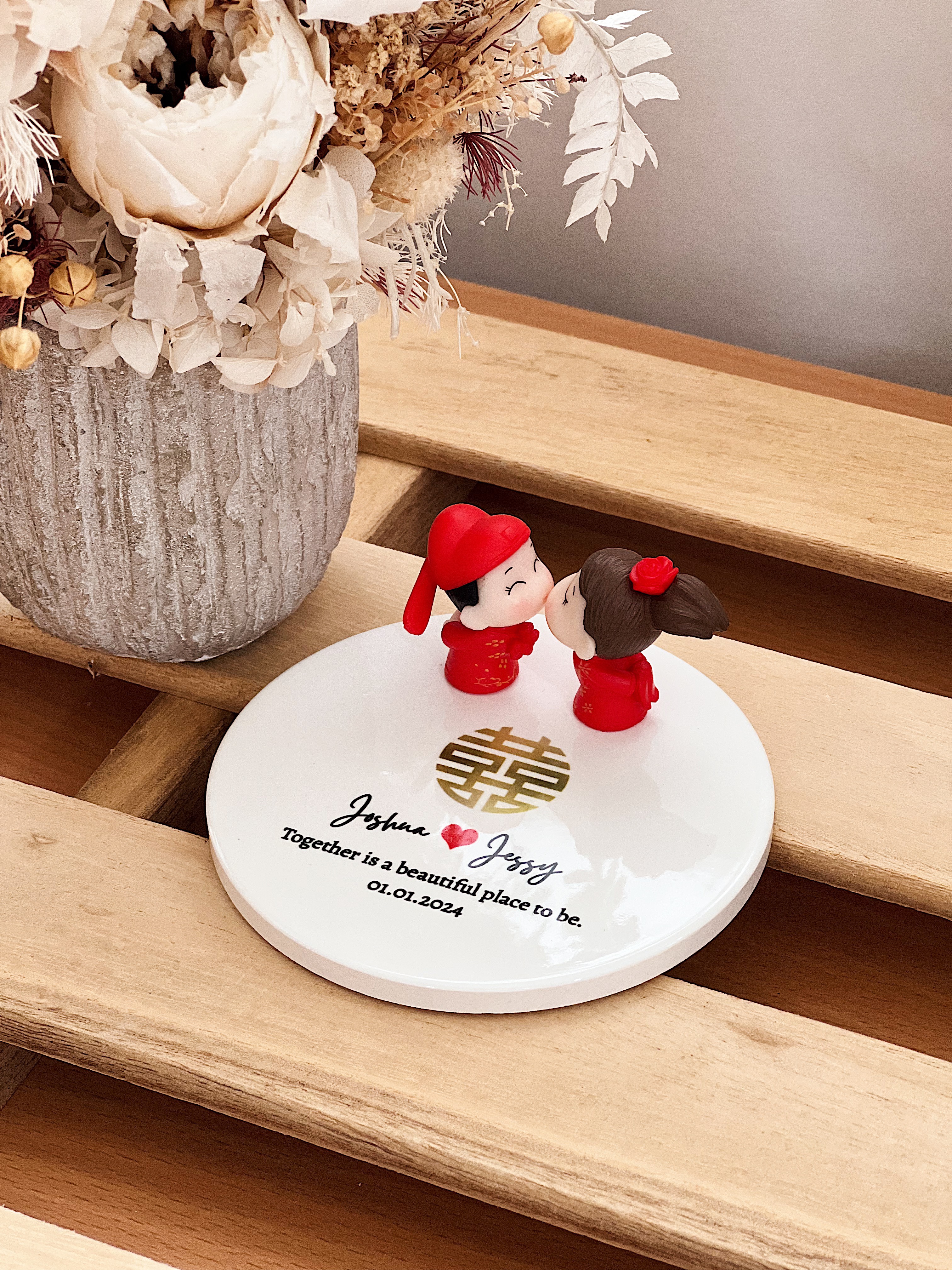 Wedding Gift - Double Happiness Deco Display - Round Base PRINTED