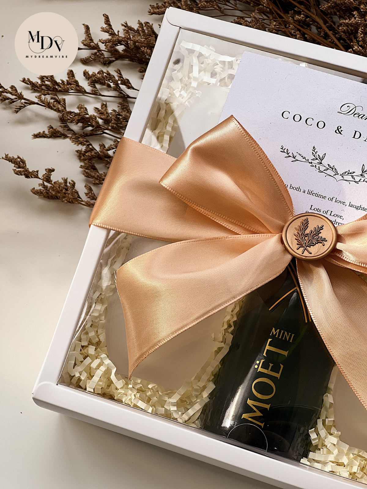 Couple Champagne Celebration Set - Printed Stemless Flutes