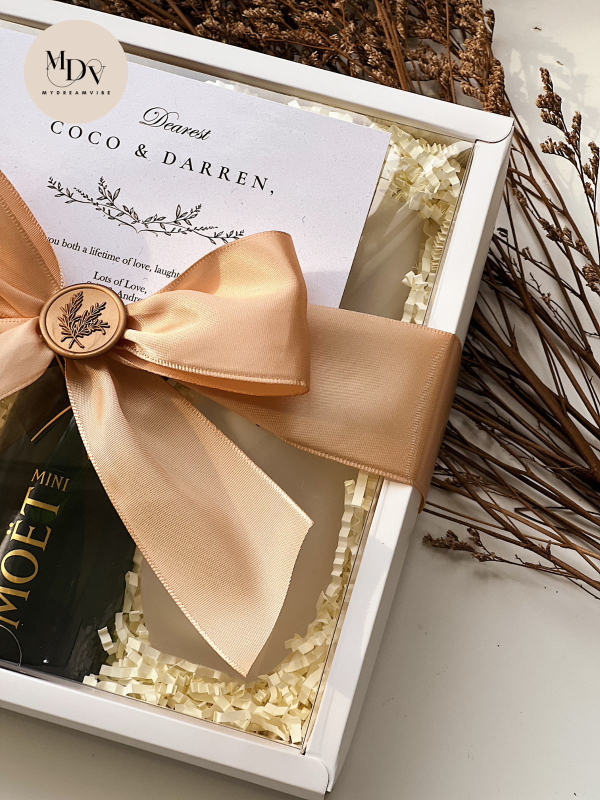 Couple Champagne Celebration Set - Printed Stemless Flutes