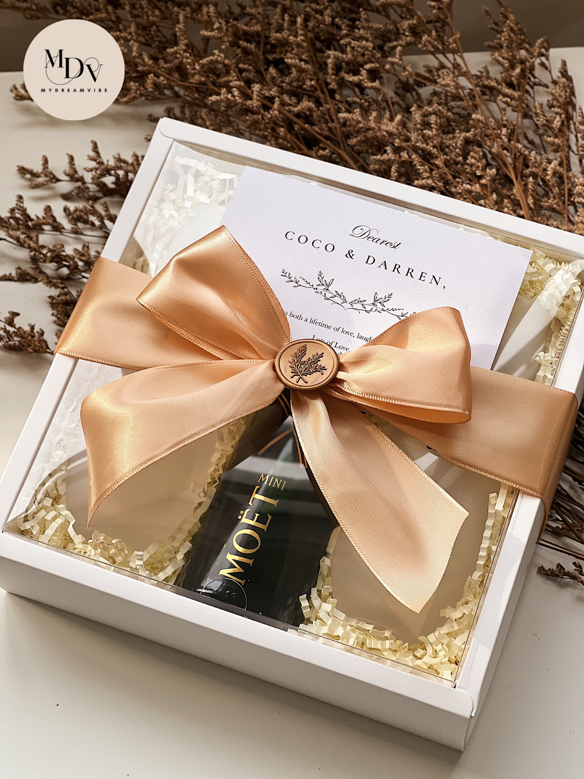 Couple Champagne Celebration Set - Printed Stemless Flutes