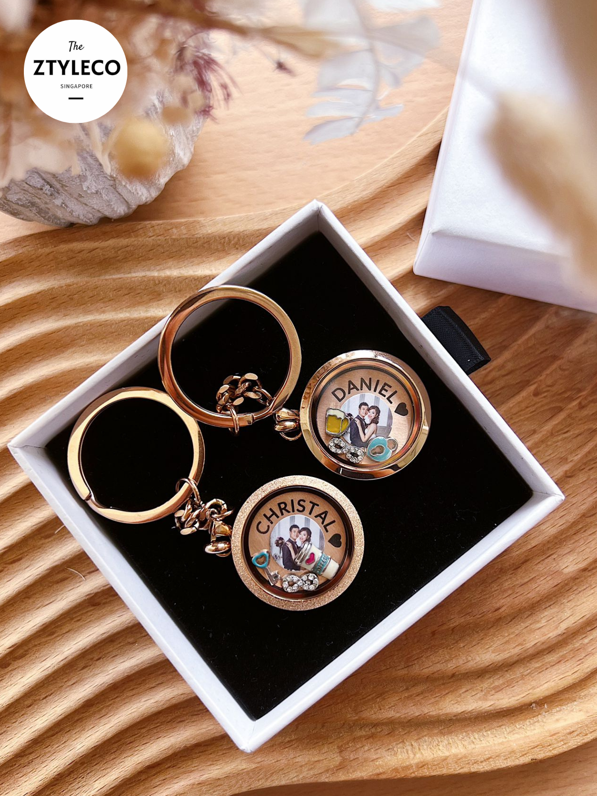 Couple Memory Locket Keychain / Necklace Set