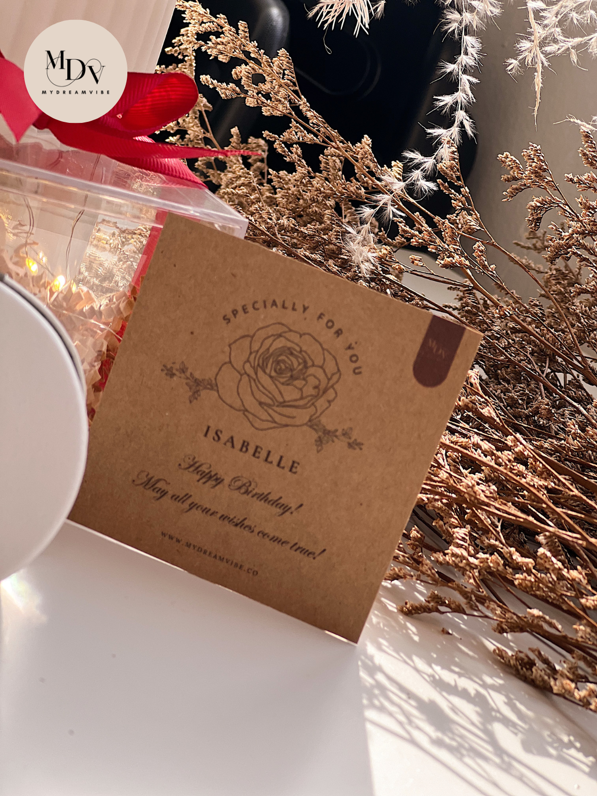 Everlasting Rose Reflection Gift Set - Engraved PU Leather Mirror