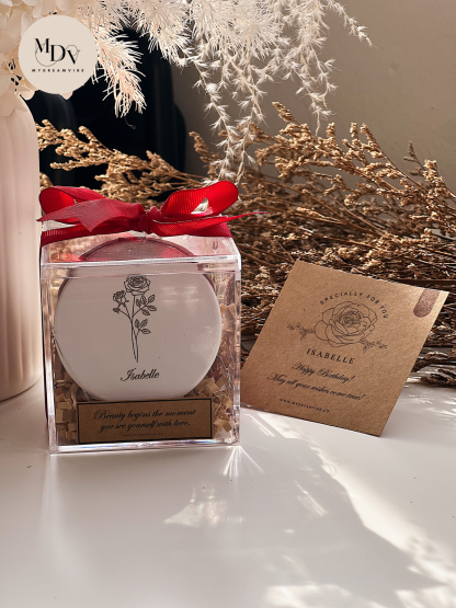 Everlasting Rose Reflection Gift Set - Engraved PU Leather Mirror