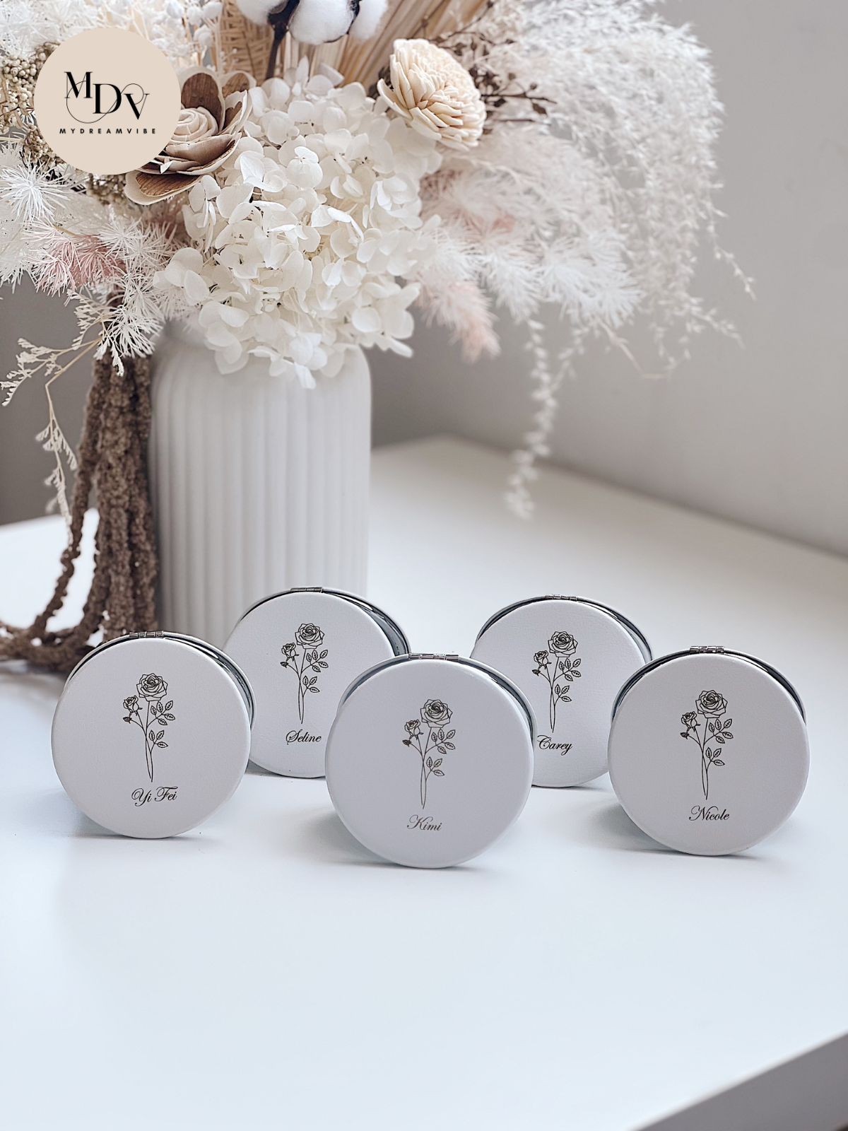 Everlasting Rose Reflection Gift Set - Engraved PU Leather Mirror