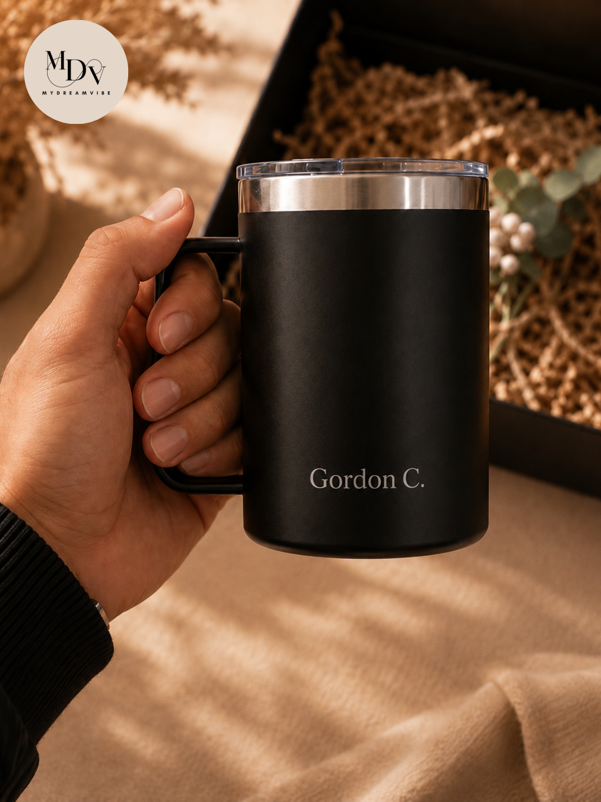 Executive Indulgence — Engraved Flask, Mug & Treats Set