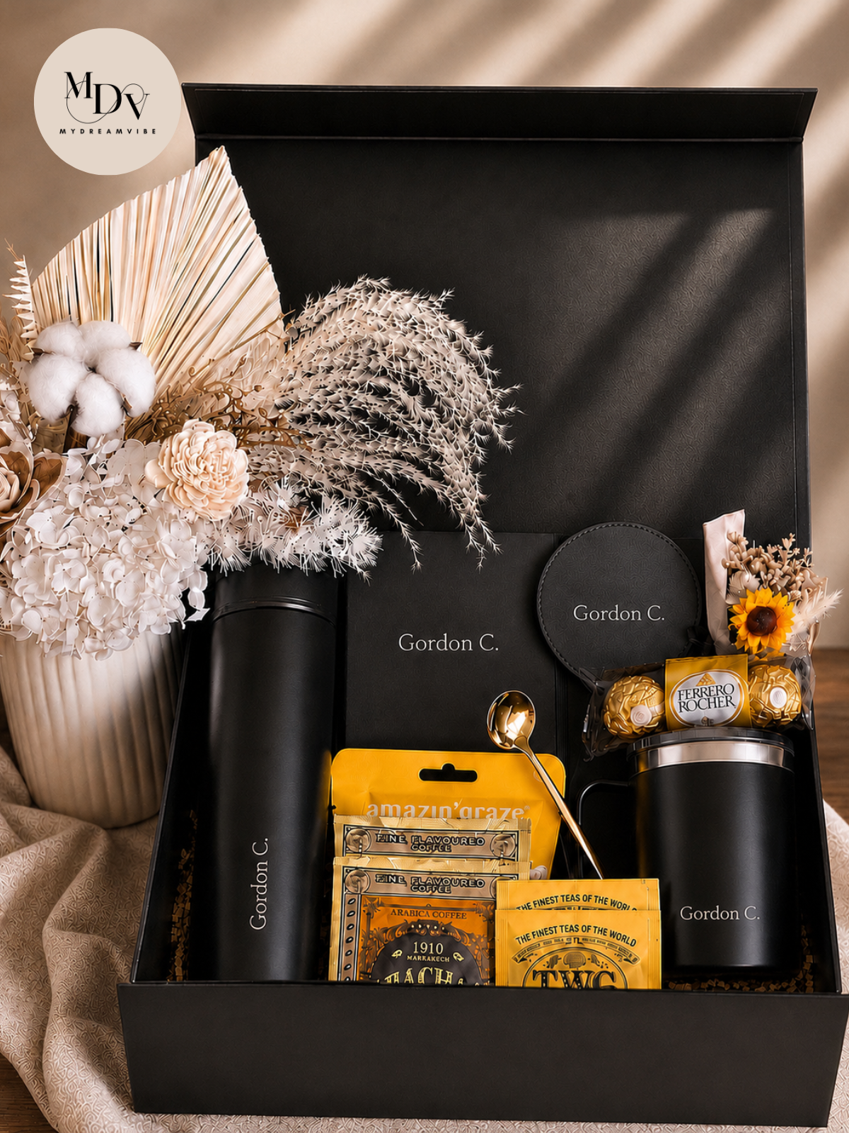 Executive Indulgence — Engraved Flask, Mug & Treats Set