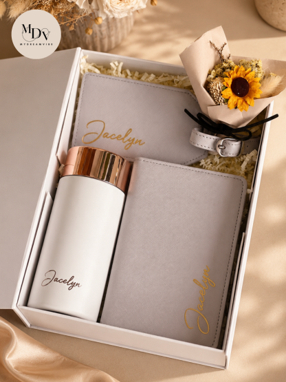 The Jetsetter Gift Set: Personalised Saffiano PU Leather Travel Gift Set
