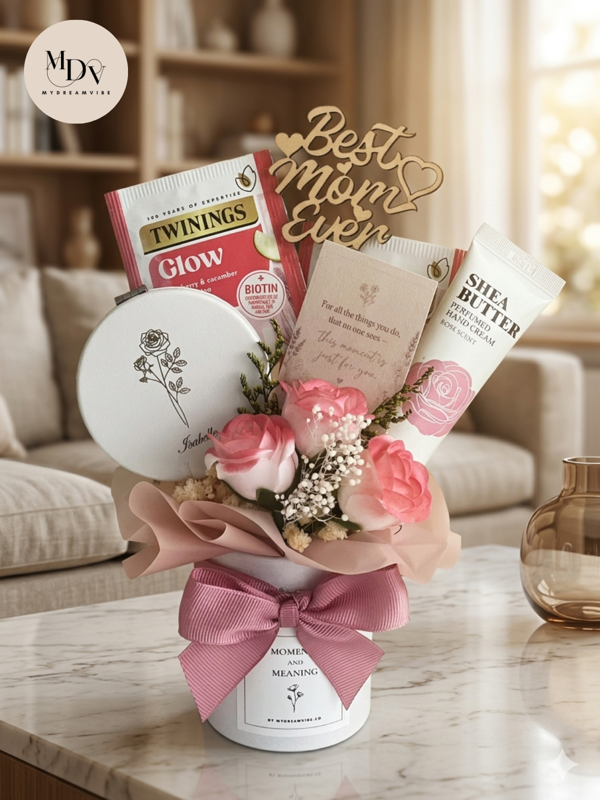 Mother's Day 2026 - Petite Self-Care Bloom Box with Personalized Engraved Mirror - PINK (FREE FIXED DATE DELIVERY)