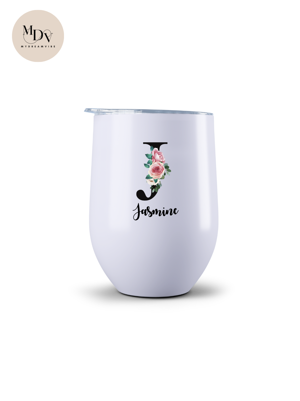 Printed 350ml Double Wall Stainless Steel Coffee Tumbler - Roses Design