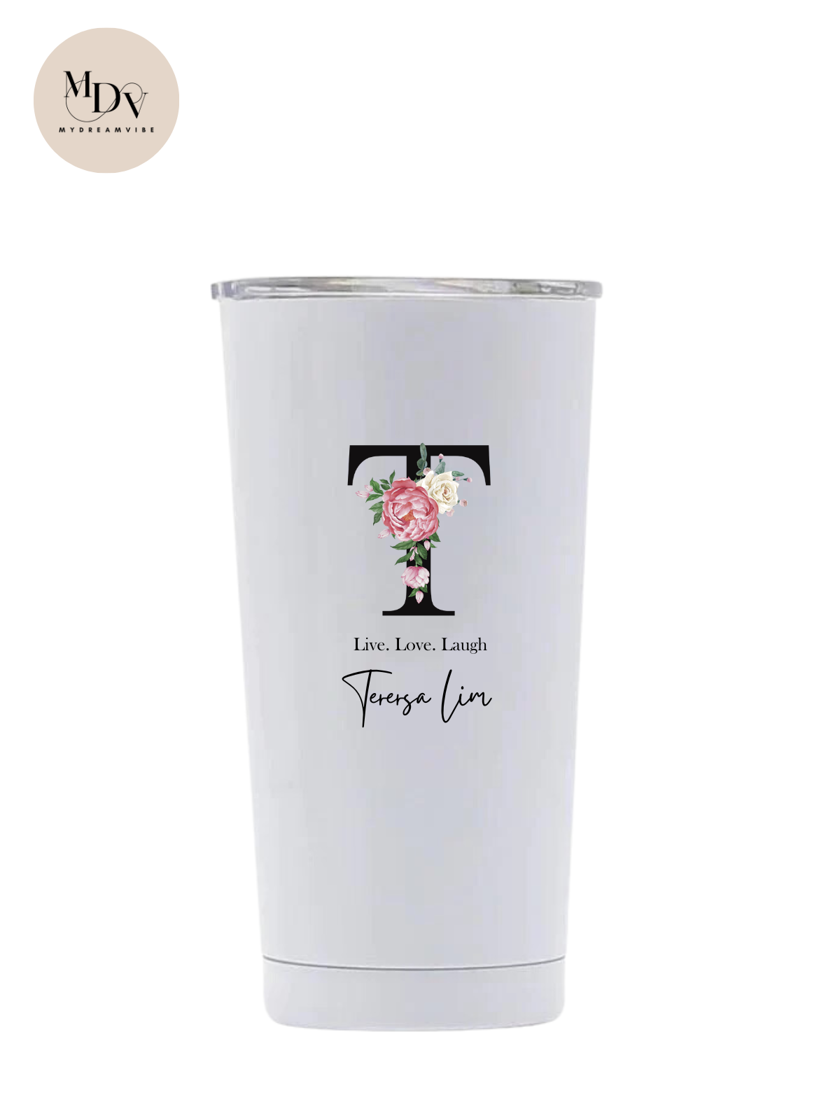 Printed 480ml Double Wall Tall Coffee Tumbler - Roses Design