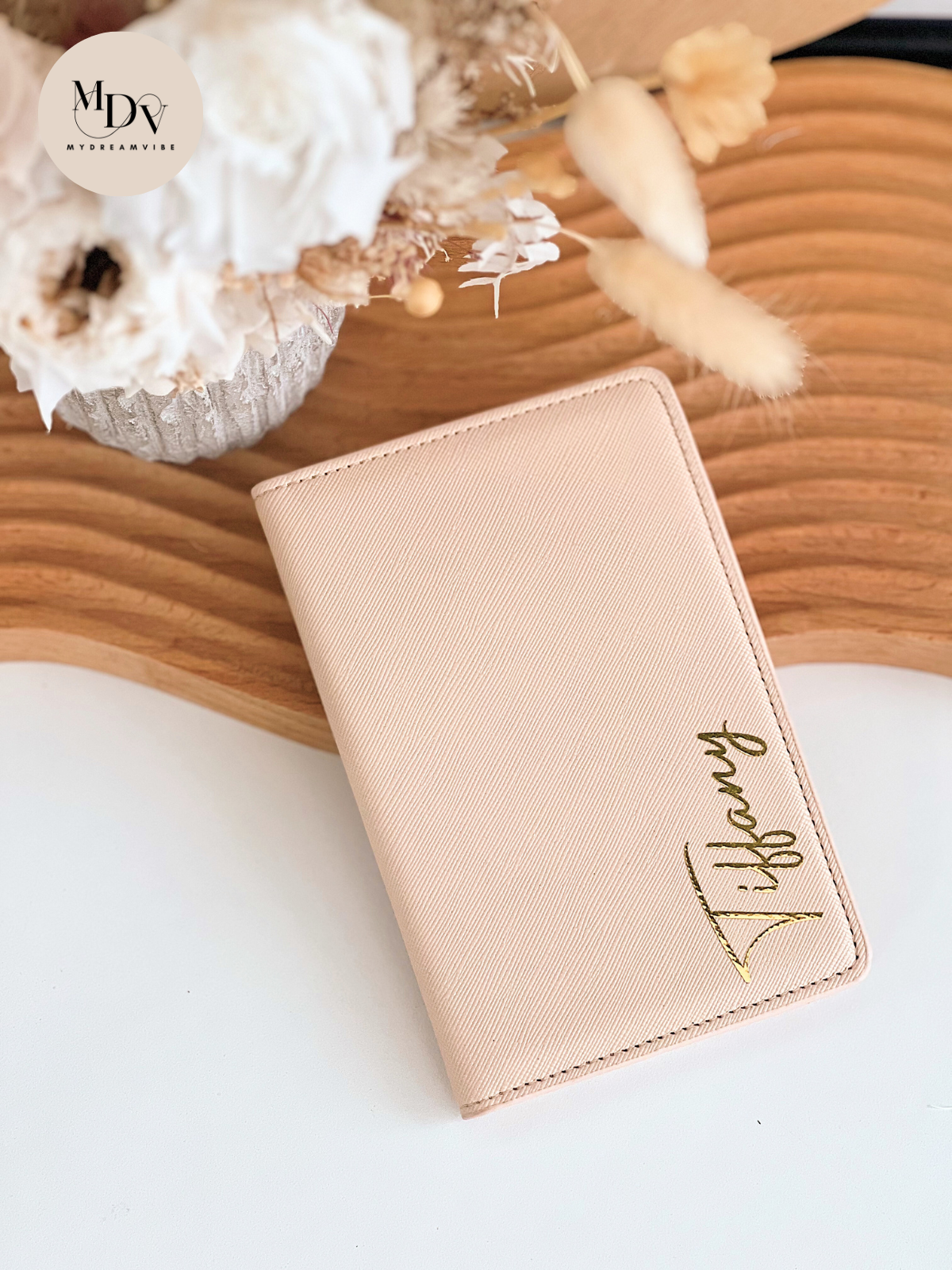 Saffiano Leather Passport Holder - NUDE