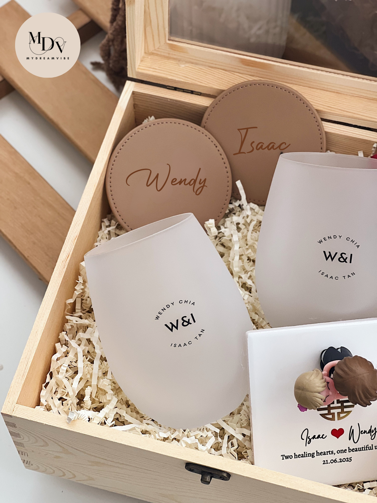 The Couple's Toast - Stemless Glass with Coaster & Figurine in Keepsake Box