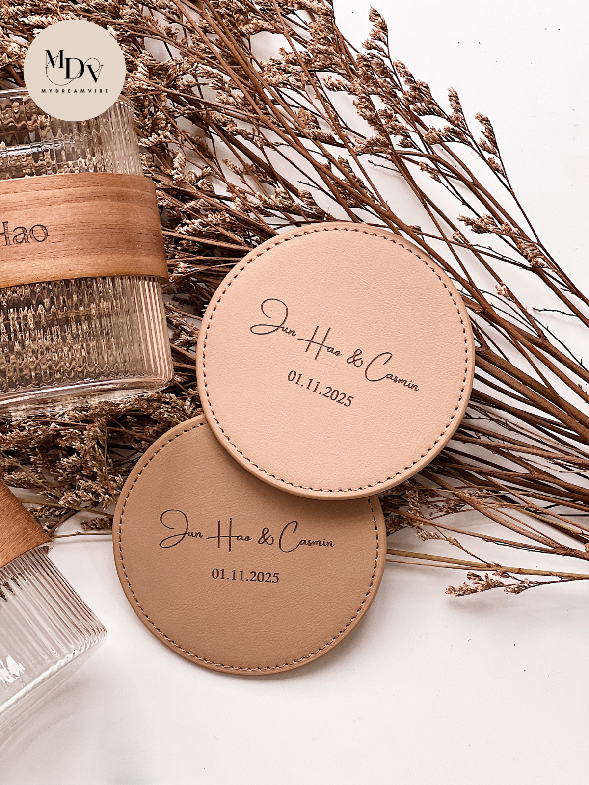 The Eternal Pair - Engraved Drinking Glass with Coaster 