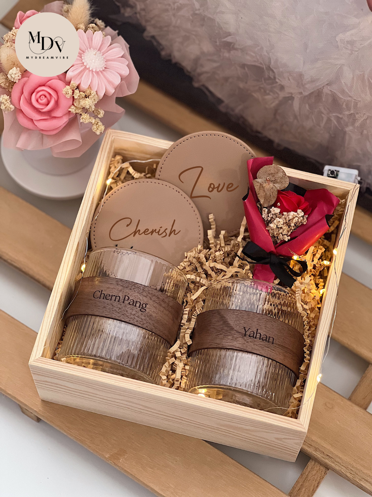 The Eternal Pair - Engraved Drinking Glass with Coaster 