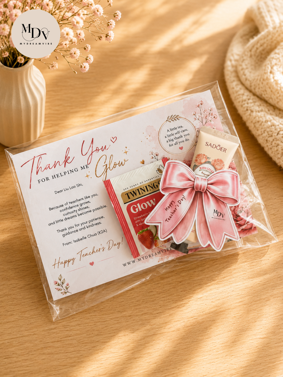 The Glow & Gratitude Card: Custom Teacher's Day Self-Care Gift Card Set