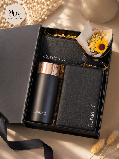 The Jetsetter Gift Set: Personalised Saffiano PU Leather Travel Gift Set