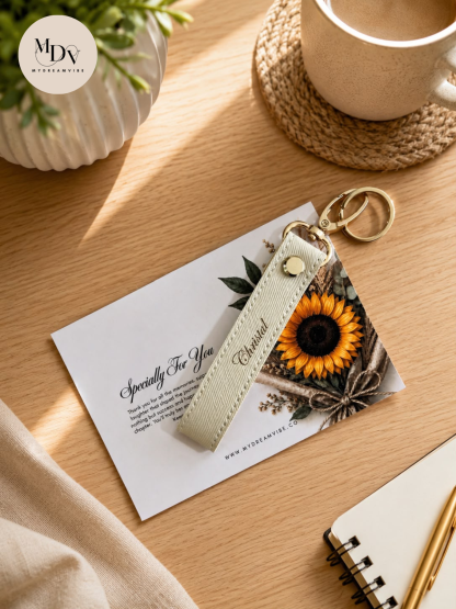 The Luxe Monogram Strap: Personalised Saffiano PU Leather Keychain