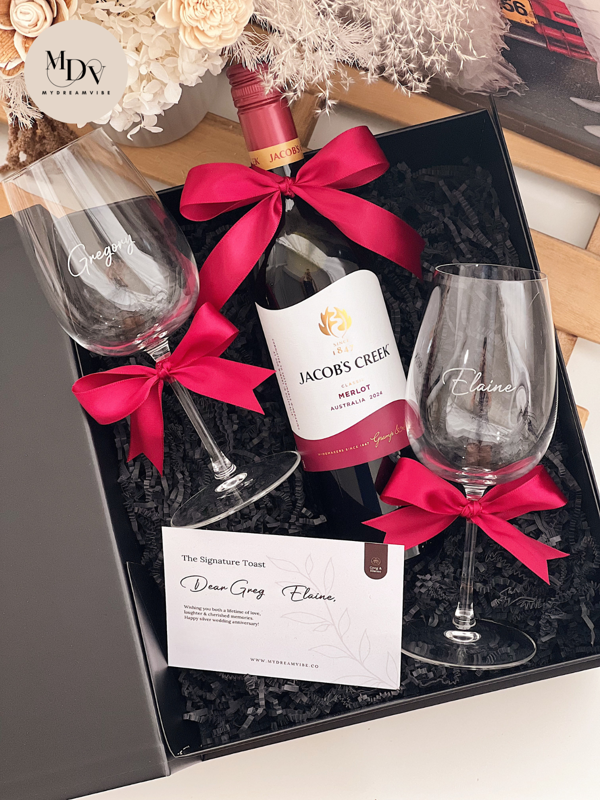 The Signature Toast - Wine Glass with Merlot Wine