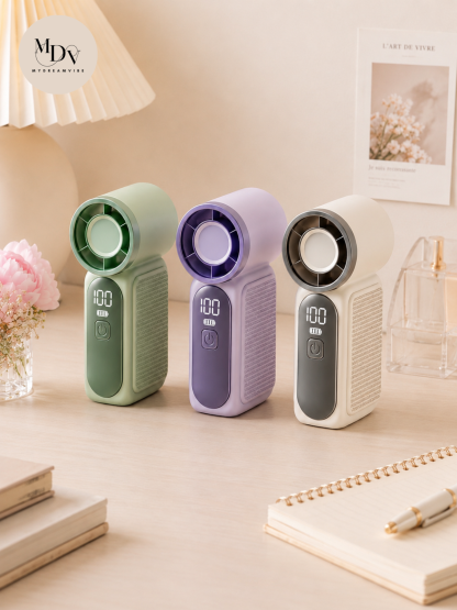 The Summer Breeze: Personalised Sparkle Flask & Mini Portable Fan Gift Set
